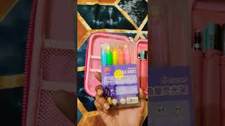 my pencil box tour unboxing unicorn pencil pouch for girls back to school stationary supplies [upl. by Frasquito603]