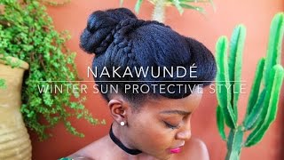 How to Natural Hair Winter Sun Protective Style  Easy Chignon  Nakawunde [upl. by Segal487]