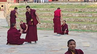 Tibetan Buddhist Monks Debating at Mingyur Rinpoches Monastery Tergar Osel Ling in Kathmandu [upl. by Amimej]