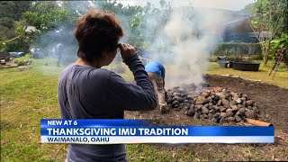 An annual Hawaiianstyle Thanksgiving tradition in the imu or underground oven [upl. by Zirtaeb877]