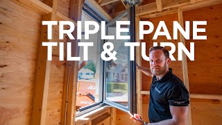 Triple pane tilt and turn windows install on the RI passive level build [upl. by Isiad]