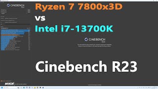 Cinebench R23 Ryzen 7 7800x3D vs i713700K [upl. by Rambort195]