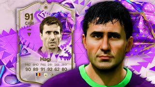 91 Ultimate Birthday Icon Hagi Player Review  EA FC 24 [upl. by Aisatsana]