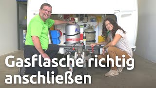 Gasflasche in Wohnwagen und Wohnmobil sichern und anschließen  Teil 2 von 4 [upl. by Adnilemreh]