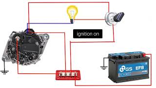 how to Connection 3 pin alternator  car alternator wiring diagram  3 pin alternator wiring diagram [upl. by Chessa157]