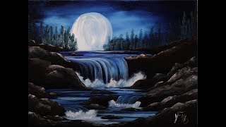 Moon River Step by Step Acrylic Painting on Canvas for Beginners [upl. by Quincy]