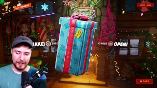 Mr Beast Reacts to His Own Fortnite Winterfest Present [upl. by Lieberman]