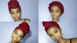 1 Scarf 4 Ways  4 Easy Head wrap Styles  Wabosha Maxine [upl. by Agee567]