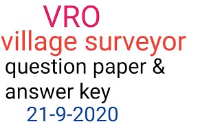 vro answer key 2192020village surveyor answer key 2192020 vro question paper 2020 [upl. by Edra]