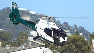 Airbus Helicopters H130 Eurocopter EC130 B4 landing amp take off at Cannes airport [upl. by Nodnarb]