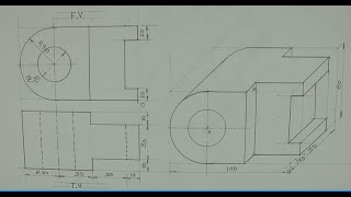 Oblique view  4  Engineering drawing  Technical drawing [upl. by Hackathorn]