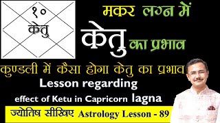 केतु का मकर लग्न के विभिन्न भावों में शुभअशुभ प्रभाव  effect of Ketu in Capricorn lagna lec89 [upl. by Puett]