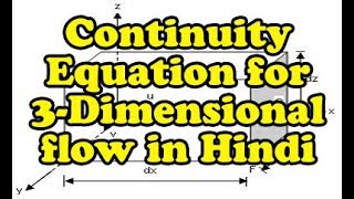 Continuity equation for three dimensional flow in hindi  Continuity equation derivation in hindi [upl. by Meridith]