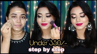 How to do Parlour Makeup at Home  Step by Step Makeup Tutorial  All Products Under 350 Rs [upl. by Akihc]