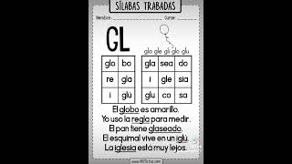 Sílabas Trabadas Gl gla gle gli glo glu alfabetización bavaropuntacana republicadominicana [upl. by Nazay]