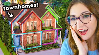 i tried building FUNCTIONAL townhomes for the sims 4 for rent [upl. by Upali]