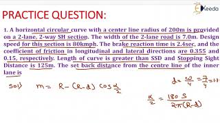 1st Numerical of setback distance  Highway Geometric Design  Transportation Engineering  GATE [upl. by Leihcim]