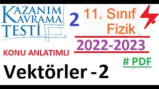 11 Sınıf  Fizik  MEB Kazanım Kavrama Testi 02  Vektörler 2  PDF  OGM  AYT Fizik  2022 2023 [upl. by Eila]