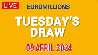 The National lottery Euromillions Draw Live Results From Tuesday 09 April 2024 [upl. by Bear]