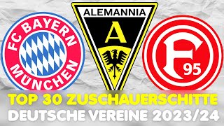 Bundesliga Die 30 Top Vereine mit dem höchsten Zuschauerschnitt 202324 [upl. by Solegna278]