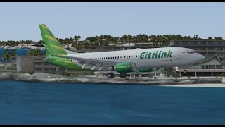 BOEING 737 8U3 CITILINK LANDING AT SAINT MAARTEN INTL AIRPORT FS9 HD [upl. by Tnafni]