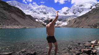 ‪idiot jumps in dangerous peruvian glacial lake causes avalanche‬ [upl. by Sprage174]