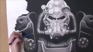 Fallout 4 T60 Power Armour Speed Drawing by Lee Bourke [upl. by Aluor685]