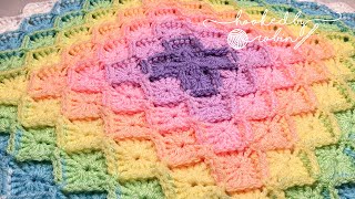 How to Crochet Bavarian Stitch Square Blanket [upl. by Nonnac640]