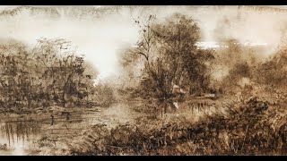 Beginner watercolor landscape painting tutorial Winsor Newton van dyke tonalism [upl. by Raynard156]