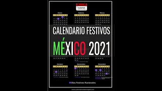 Calendario laboral México 2021  Días Festivos Mexicanos para 2021 Feriados y Puentes MÍRALO [upl. by Goltz572]