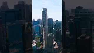 Chicago skyscrapers at the waterfront of Lake skies reflecting in the mirrors of high buildings [upl. by Ahsauqal]