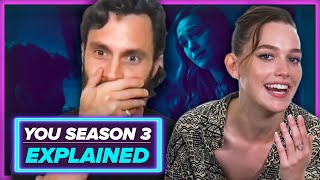 Netflixs YOU Season 3 Explained  Season 4 Teases  Victoria Pedretti Penn Badgley [upl. by Imeaj]