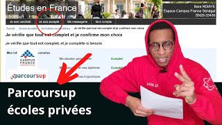 Comment remplir la partie je suis accepté  Campus France Parcoursup écoles privées [upl. by Janna]