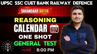 Calendar  Reasoning  CUET GT SSC IPMAT UPSC Railway  GT King Kishor Choudhary Sir [upl. by Leuqer]