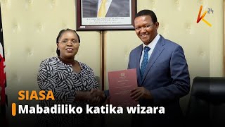 Mawaziri wapokezana ofisi kufuatia mabadiliko ya wiki jana katika baraza la mawaziri [upl. by Blas]