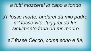 Fabrizio De Andre  Si Fosse Foco Da Un Sonetto Di Cecco Angiolieri Lyrics [upl. by Ardith]