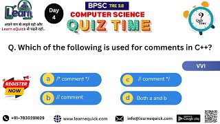 BPSC TRE 30 amp 40 Computer Science  Day 4   Types of Comments in C [upl. by Anaujnas579]