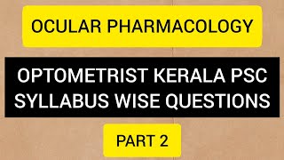 Optometrist psc questions Part 2Ocular pharmacology [upl. by Ayak]