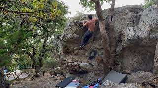 The Thing V3  Berkeley Bouldering Great Stone Face Park [upl. by Nalim464]