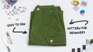 How to Sew Cargo Pants for Beginners  GA023 [upl. by Azeria]