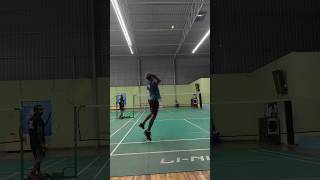 quotMiscued smash outquotHalf court Badminton [upl. by Power]