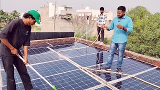 Washing Solar Panels with pressure water line  Solar Panel Cleaning  Subsidy Solar [upl. by Halullat]