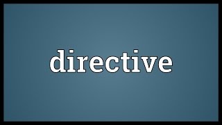 Directive Meaning [upl. by Rahab]