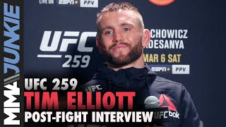 Tim Elliott explains incage trash talk to Jordan Espinosa  UFC 259 postfight [upl. by Rancell]