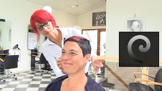 extrem short haircut with shaved nape  buzz cut women by anja herrig  eyelash [upl. by Nations]