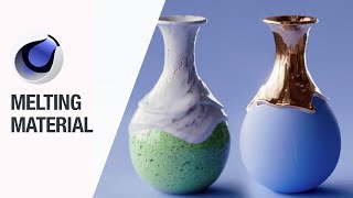 Cinema 4d Vase with Melting Material transition  C4D material displacement amp Alpha [upl. by Cavit]