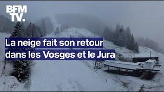 En cette miavril la neige fait son retour dans les Vosges et le Jura [upl. by Aitercul]