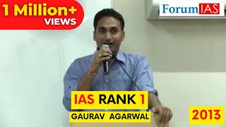 IAS Rank 1 Gaurav Agarwal Talk on Life in IAS  Must Watch at ForumIAS Community Meet [upl. by Arrakat]