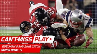 Julian Edelman Makes Ridiculous Catch  Patriots vs Falcons  Super Bowl LI Highlights [upl. by Aliuqahs]