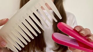 ASMR Straightening your hair  hair brushing  hair combing  no talking [upl. by Griff701]